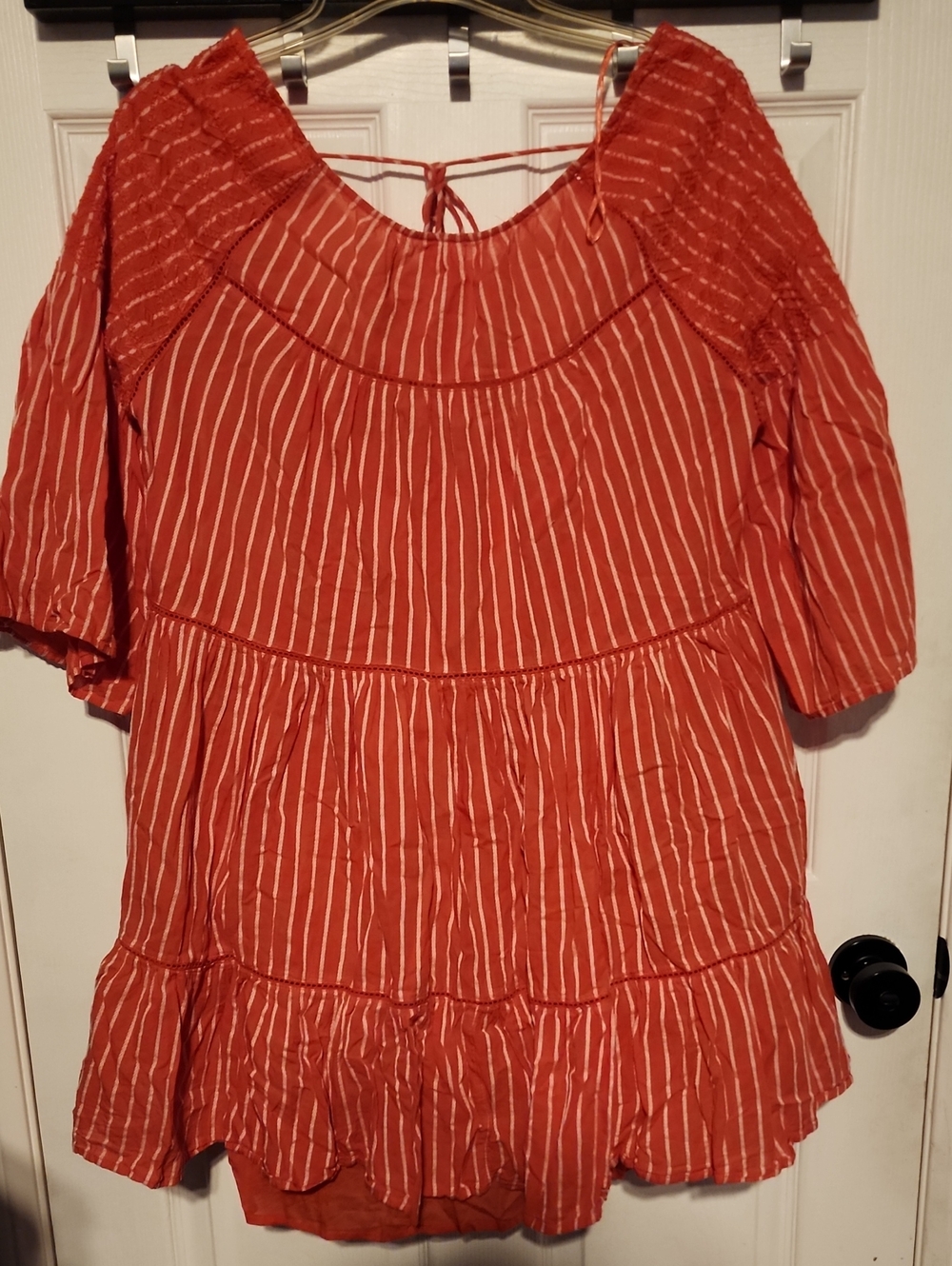 Free People Lola Embroidered Mini Dress in Capri Orange sz M
